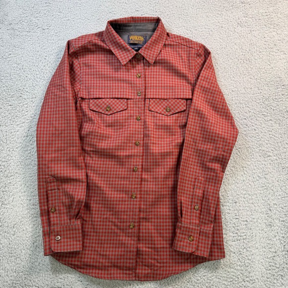Pendleton Tops - Pendleton Womens Portland Collection Plaid Wool Shirt Size S Red Grey Button Up